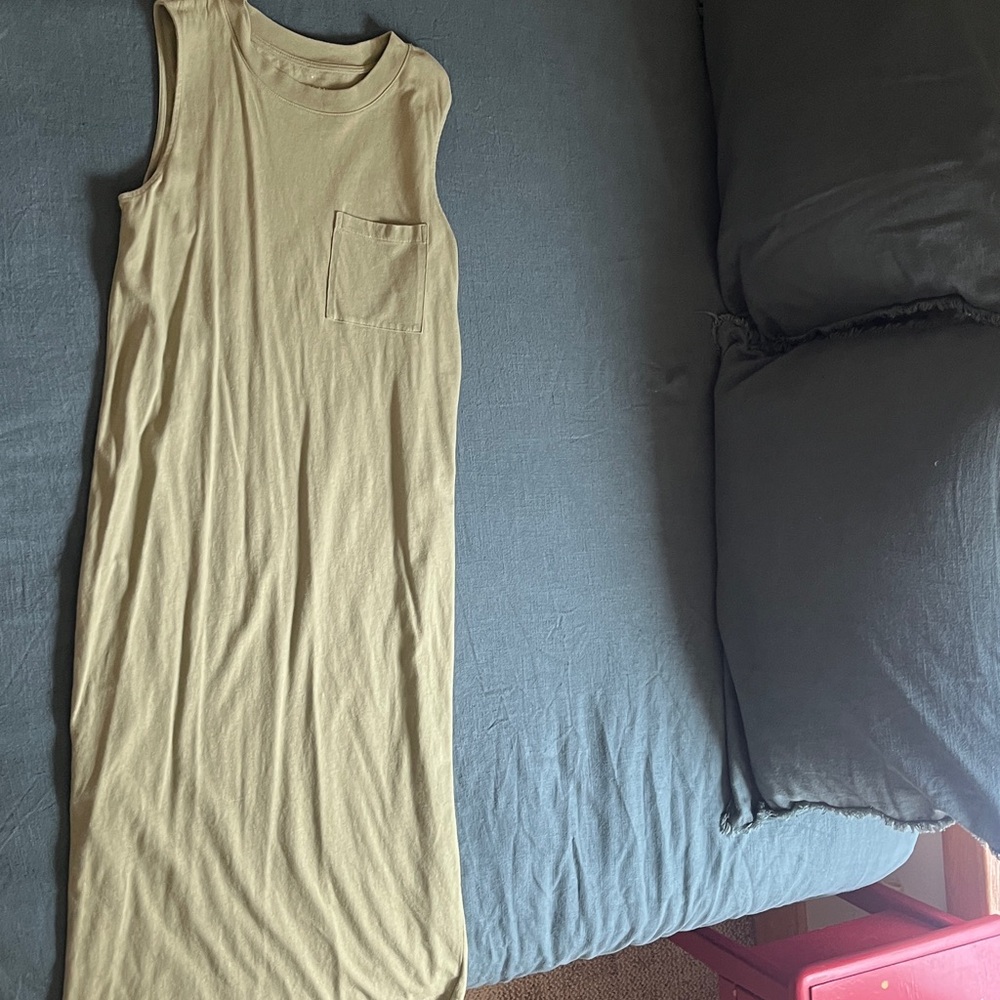 Everlane light green Crew Neck, sleeveless maxi cotton dress